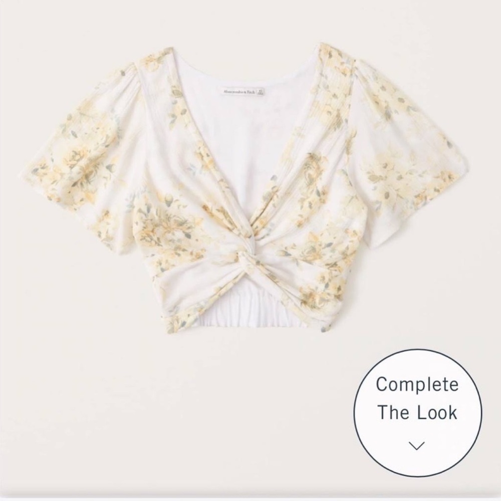 NWT Abercrombie & Fitch Knot-Front Flutter Sleeve Top - Picture 3 of 8